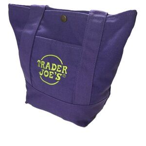Trader Joe's Mini Canvas Tote Bag With METAL SNAP FASTENER Halloween & Grocery